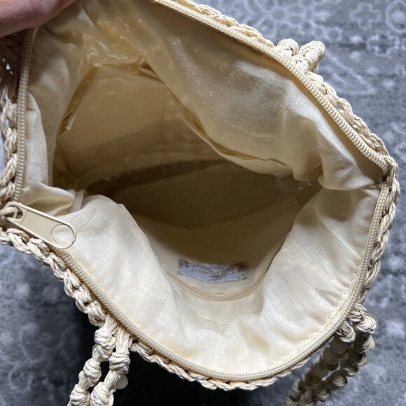 Cappelli Straworld Straw Purse Shoulder Bag Two Strap Beading Throughout Zip - Picture 4 of 9